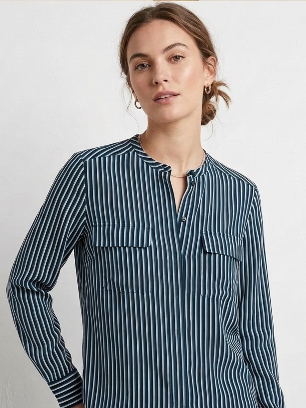 Equipment Femme Striped Silk blouse size XS blue